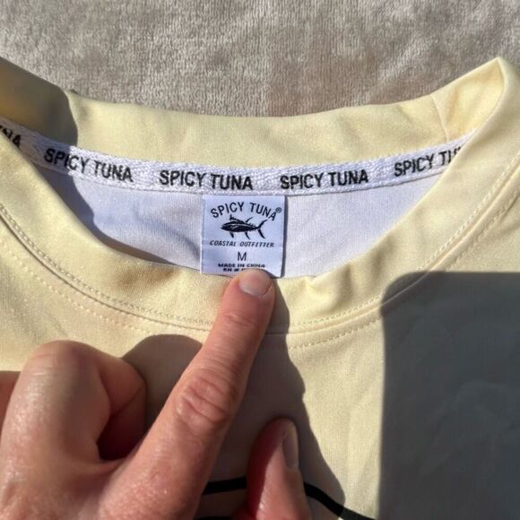 Spicy Tuna Coastal Outfitter Girls Swim Top Medium Yellow Red Long Sleeve - Picture 4 of 6